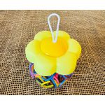 POTE DE ELÁSTICOS PARA CABELO - TEMA FLOR - COR AMARELA 