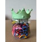 POTE DE ELÁSTICOS PARA CABELO - TAMPA PODE SER UTILIZADA COMO ESCOVA DE CABELO (COR VERDE) 