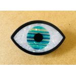 PIRANHA DE CABELO - OLHO GREGO - TONS DE VERDE, AMARELO E PRETO 