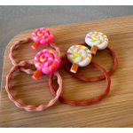 KIT COM 4 ELÁSTICOS PARA CABELO - TEMA PIRULITO - TONS DE MARROM 