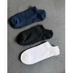 MEIA - KIT COM 3 PARES - 1 PAR COR PRETA, 1 PAR COR BRANCA, 1 PAR COR AZUL MARINHO 