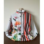 PARKA ESTAMPADA - FLORAL - TONS DE LARANJA E VERDE 