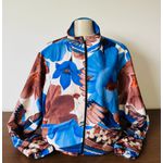 CORTA VENTO ESTAMPADO - SEM CAPUZ - TONS DE AZUL E MARROM 