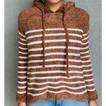MOLETOM - estilo tricot - de máquina - listrado marrom e branco 