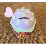 POTE DE ELÁSTICOS PARA CABELO - TEMA COFRINHO - (COR DA TAMPA - ROXO E VERDE) 