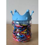  POTE DE ELÁSTICOS PARA CABELO - TAMPA PODE SER UTILIZADA COMO ESCOVA DE CABELO (COR AZUL)