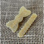 PRESILHAS - KIT COM 2 UN.- UM MODELO LAÇO - COM BRILHO - COR AMARELA 