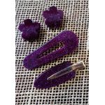 PRESILHAS - KIT 2 UN. + 2 MINI PIRANHAS - ROXO COM BRILHO 