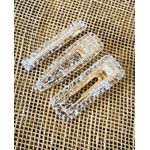 PRESILHAS - KIT 3 UN. - TRANSPARÊNCIA COM DETALHES COR PRATA 