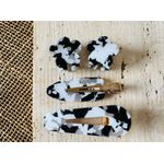 PRESILHAS - KIT 2 UN. + 2 UN. MINI PIRANHA FLOR- COR PRETO E BRANCO 