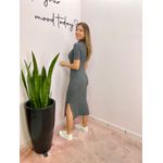 VESTIDO MIDI CANELADO FENDAS CHUMBO