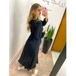 VESTIDO MIDI ENVELOPE MANGA LONGA POA PRETO