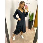 VESTIDO MIDI ENVELOPE MANGA LONGA POA PRETO