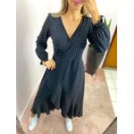 VESTIDO MIDI ENVELOPE MANGA LONGA POA PRETO