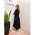VESTIDO MIDI ENVELOPE MANGA LONGA POA PRETO