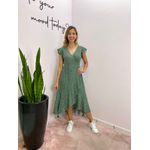 VESTIDO MIDI ENVELOPE MANGA CURTA POA VERDE