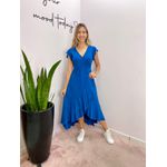 VESTIDO MIDI ENVELOPE MANGA CURTA AZUL