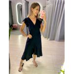 VESTIDO MIDI ENVELOPE MANGA CURTA PRETO LISO