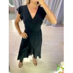 VESTIDO MIDI ENVELOPE MANGA CURTA PRETO LISO