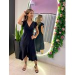 VESTIDO MIDI ENVELOPE MANGA CURTA PRETO LISO