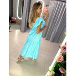 VESTIDO TRICOLINE BABADOS AZUL CLARO