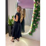 VESTIDO MIDI ENVELOPE MANGA CURTA PRETO LISO