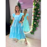 VESTIDO TRICOLINE BABADOS AZUL CLARO