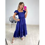 VESTIDO TRICOLINE BABADOS AZUL MARINHO
