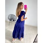 VESTIDO TRICOLINE BABADOS AZUL MARINHO