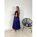 VESTIDO TRICOLINE BABADOS AZUL MARINHO