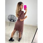 VESTIDO ALGODÃO FRANJAS MARROM