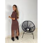 VESTIDO ALGODÃO FRANJAS MARROM