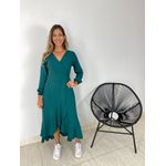 VESTIDO MIDI ENVELOPE MANGA LONGA VERDE MUSGO