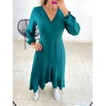 VESTIDO MIDI ENVELOPE MANGA LONGA VERDE MUSGO