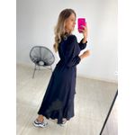 VESTIDO MIDI ENVELOPE MANGA LONGA PRETO LISO