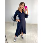 VESTIDO MIDI ENVELOPE MANGA LONGA PRETO LISO