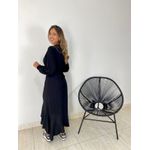 VESTIDO MIDI ENVELOPE MANGA LONGA PRETO LISO