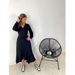 VESTIDO MIDI ENVELOPE MANGA LONGA PRETO LISO