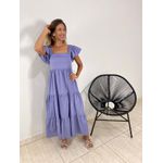 VESTIDO TRICOLINE BABADOS CINZA