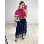 SAIA MIDI TULE PLISSADO PRETO