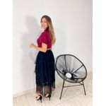 SAIA MIDI TULE PLISSADO PRETO