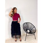 SAIA MIDI TULE PLISSADO PRETO