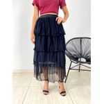 SAIA MIDI TULE PLISSADO PRETO