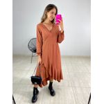 VESTIDO MIDI ENVELOPE MANGA LONGA CARAMELO
