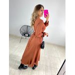 VESTIDO MIDI ENVELOPE MANGA LONGA CARAMELO