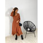 VESTIDO MIDI ENVELOPE MANGA LONGA CARAMELO