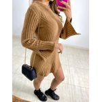 VESTIDO CURTO TRICOT MOUSSE CARAMELO