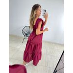 VESTIDO TRICOLINE BABADOS MARSALA