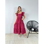 VESTIDO TRICOLINE BABADOS MARSALA