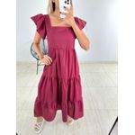 VESTIDO TRICOLINE BABADOS MARSALA